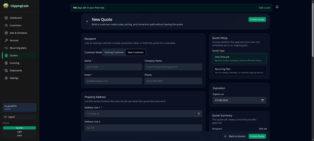The New Quote builder